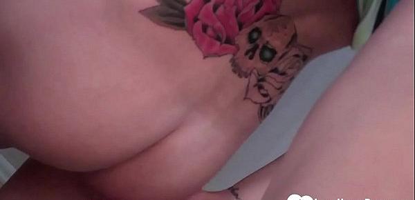  Blondie with a cute tattoo gets stark naked
